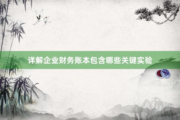 详解企业财务账本包含哪些关键实验