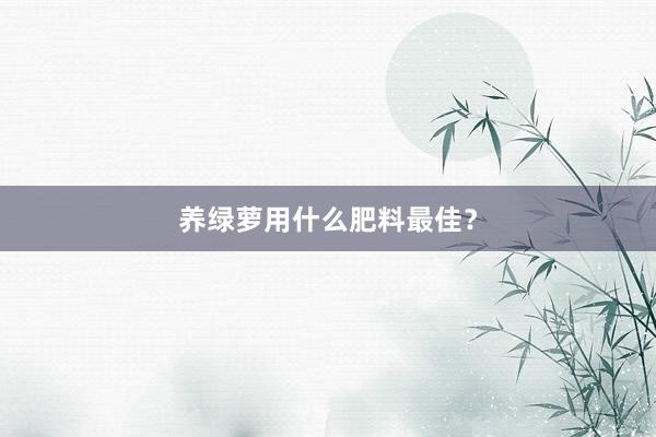 养绿萝用什么肥料最佳?